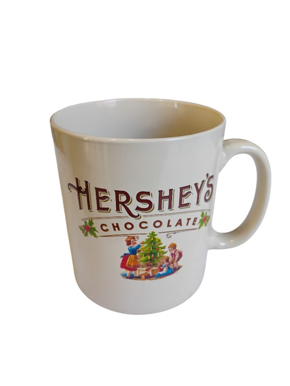 Vintage HERSHEY'S Chocolate Holiday Mug - White with Red & Green